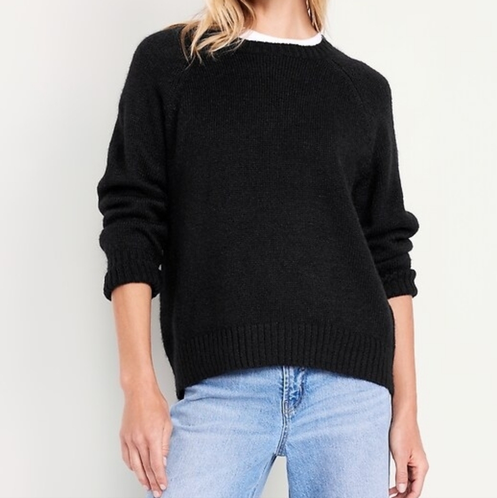 Old Navy Black Jack Cozy Crewneck Loose Fit Sweater Size Small